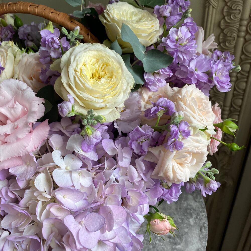 Pastel Garden Flower Basket